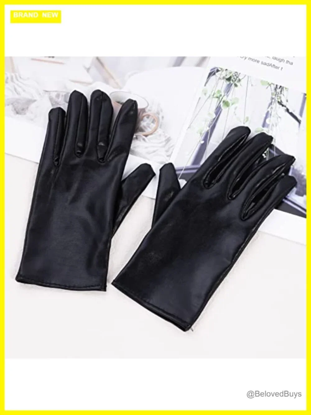 Shiny Faux Leather Metallic Cropped Gloves Halloween Costume Accessory